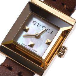 Gucci MOP Gold Plated Stainless Steel YA128521 128.5 Quartz Women's Wristwatch 14 MM