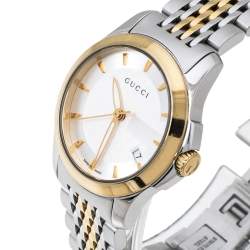 Pre Owned Gucci Silver Two-Tone Stainless steel G Timeless 126.5 Women's Wristwatch 27 mm