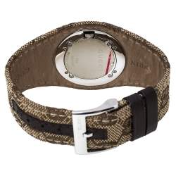 Pre Owned Gucci Silver Stainless Steel Canvas G-Bandeau 104 Women's Wristwatch 31 mm