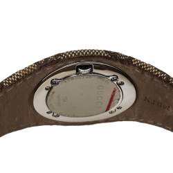 Pre Owned Gucci Silver Stainless Steel Canvas G-Bandeau 104 Women's Wristwatch 31 mm