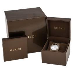 Pre Owned Gucci Silver Stainless Steel Canvas G-Bandeau 104 Women's Wristwatch 31 mm