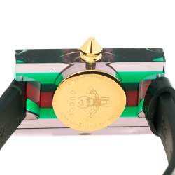 Gucci Skeleton Plexiglass Gold Plated Stainless Steel and Leather 143.5 Women's Wristwatch 24 mm