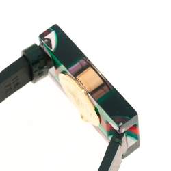 Gucci Skeleton Plexiglass Gold Plated Stainless Steel and Leather 143.5 Women's Wristwatch 24 mm
