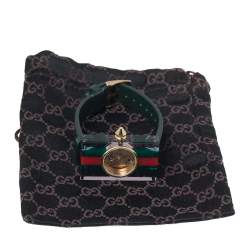 Gucci Skeleton Plexiglass Gold Plated Stainless Steel and Leather 143.5 Women's Wristwatch 24 mm