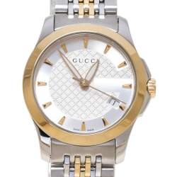 Gucci Silver Two-Tone Stainless Steel G Timeless 126.5 Women's Wristwatch 27 mm