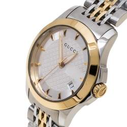 Gucci Silver Two-Tone Stainless Steel G Timeless 126.5 Women's Wristwatch 27 mm
