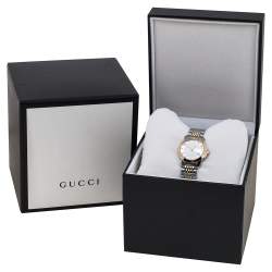 Gucci Silver Two-Tone Stainless Steel G Timeless 126.5 Women's Wristwatch 27 mm