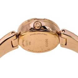 Gucci Black Rose Gold Tone Stainless Steel Guccissima YA134509 Women's Wristwatch 27 mm
