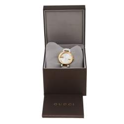 Gucci Silver White Yellow Gold PVD Coated Stainless Steel Rubber Latin Grammy's YA133313 Women's Wristwatch 37 MM