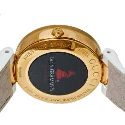 Gucci Silver White Yellow Gold PVD Coated Stainless Steel Rubber Latin Grammy's YA133313 Women's Wristwatch 37 MM