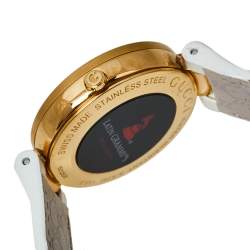 Gucci Silver White Yellow Gold PVD Coated Stainless Steel Rubber Latin Grammy's YA133313 Women's Wristwatch 37 MM