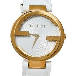 Gucci Silver White Yellow Gold PVD Coated Stainless Steel Rubber Latin Grammy's YA133313 Women's Wristwatch 37 MM