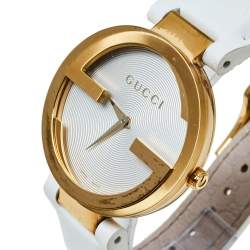 Gucci Silver White Yellow Gold PVD Coated Stainless Steel Rubber Latin Grammy's YA133313 Women's Wristwatch 37 MM