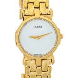 Gucci Mother Of Pearl Gold Plated Stainless Steel Miss 3400L Women's Wristwatch 22 MM
