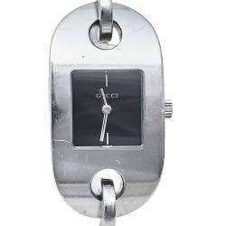 Pre Owned Gucci Black Stainless Steel 6155L Women's Wristwatch 22mm