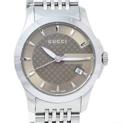 Pre Owned Gucci Brown Stainless Steel G-Timeless YA126503 Women's Wristwatch 27 mm