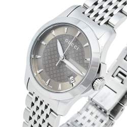Pre Owned Gucci Brown Stainless Steel G-Timeless YA126503 Women's Wristwatch 27 mm