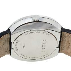 Gucci Silver Stainless Steel Leather U-Play 129.4 Women's Wristwatch 35 mm