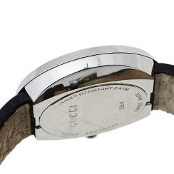 Gucci Silver Stainless Steel Leather U-Play 129.4 Women's Wristwatch 35 mm