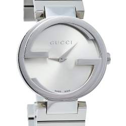Gucci Silver Stainless Steel Interlocking YA133503 Women's Wristwatch 29 mm