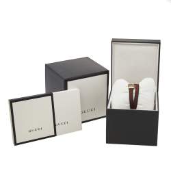 Gucci Gold PVD Stainless Steel Web Double Wrap G-Frame YA128527 Women's Wristwatch 14 mm