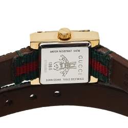 Gucci Gold PVD Stainless Steel Web Double Wrap G-Frame YA128527 Women's Wristwatch 14 mm