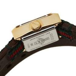 Gucci Gold PVD Stainless Steel Web Double Wrap G-Frame YA128527 Women's Wristwatch 14 mm