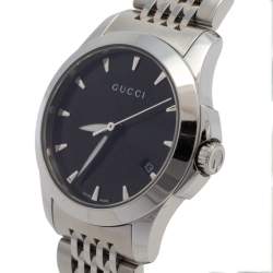 Pre Owned Gucci Black Stainless Steel G-Timeless YA126501 Women's Wristwatch 27 mm