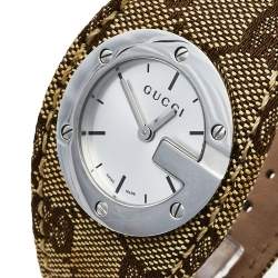Pre Owned Gucci Silver Stainless Steel G Bandeau 104 Women's Wristwatch 31 mm