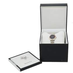 Pre Owned Gucci Black Two Tone Stainless Steel G-Timeless YA126512 Women's Wristwatch 27 mm