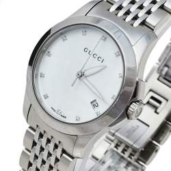 Gucci Mother Of Pearl Stainless Steel Diamond G-Timeless YA126504 Women's Wristwatch 27 mm
