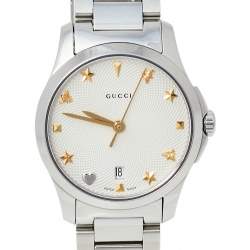 Pre Owned Gucci Silver Stainless Steel G-Timeless YA126572A Women's Wristwatch 27 mm