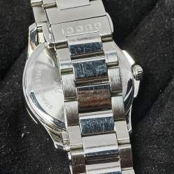 Pre Owned Gucci Silver Stainless Steel G-Timeless YA126572A Women's Wristwatch 27 mm