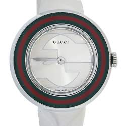 Gucci Silver Stainless Steel Web U-Play 129.5 Women's Wristwatch 27 mm