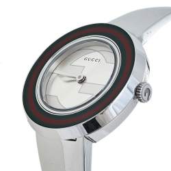 Gucci Silver Stainless Steel Web U-Play 129.5 Women's Wristwatch 27 mm
