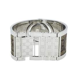 مملوكة مسبقًا Gucci Brown Stainless Steel GG Canvas Twirl YA112425 Women's Wristwatch 33 mm