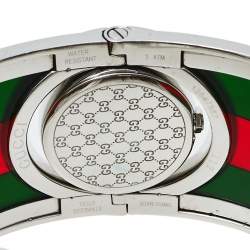 Pre Owned Gucci Black Stainless Steel Web Twirl Large YA112417 Women's Wristwatch 33 mm