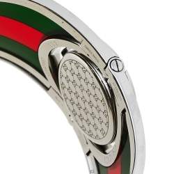 Pre Owned Gucci Black Stainless Steel Web Twirl Large YA112417 Women's Wristwatch 33 mm