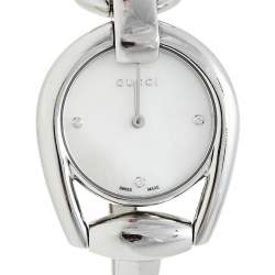 مملوكة مسبقًا Gucci Mother Of Pearl Stainless Steel Horsebit 139.5 Women's Wristwatch 28 mm