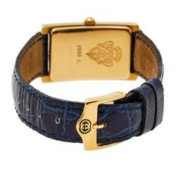 Gucci Two Tone Gold Plated Stainless Steel Leather Vintage 2600L Women's Wristwatch 19 mm