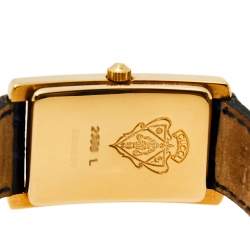 Gucci Two Tone Gold Plated Stainless Steel Leather Vintage 2600L Women's Wristwatch 19 mm