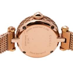 Pre Owned Gucci Mother Of Pearl Rose Gold Tone Stainless Steel Diamond Diamantissima YA141562 Women's Wristwatch 22 mm