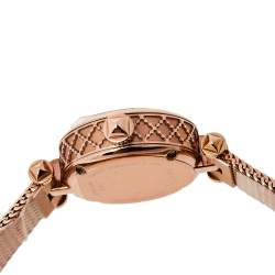 Pre Owned Gucci Mother Of Pearl Rose Gold Tone Stainless Steel Diamond Diamantissima YA141562 Women's Wristwatch 22 mm