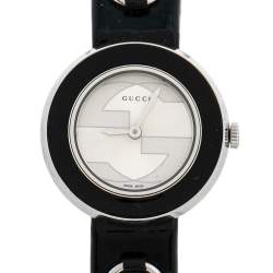 Gucci Black Stainless Steel Leather 129.5 U-Play Women's Wristwatch 27 mm