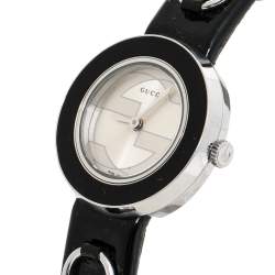 Gucci Black Stainless Steel Leather 129.5 U-Play Women's Wristwatch 27 mm