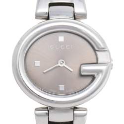 Pre Owned Gucci Brown Stainless Steel Guccissima 134.5 Women's Wristwatch 27 mm