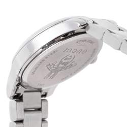 Pre Owned Gucci Silver White Stainless Steel G-Timeless 126.5 Women's Wristwatch 27 mm