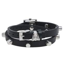 Pre Owned Gucci Black Stainless Steel Leather G-Frame 128.5 Women's Wristwatch 14 mm