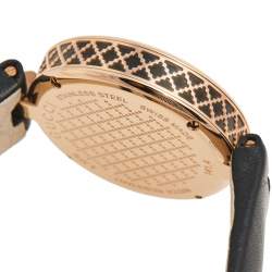 Gucci Black Rose Gold Plated Stainless Steel Leather Diamantissima 141.4 Women's Wristwatch 32 mm
