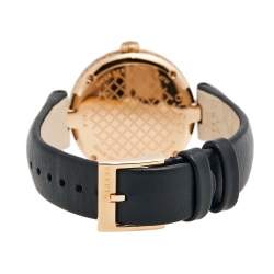 Gucci Black Rose Gold Plated Stainless Steel Leather Diamantissima 141.4 Women's Wristwatch 32 mm